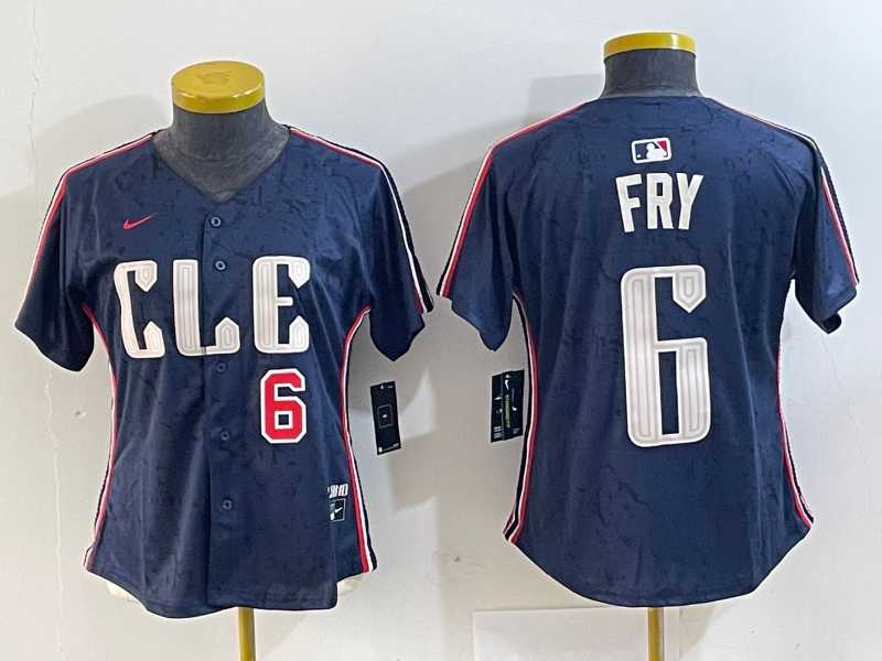 Women%27s Cleveland Guardians #6 David Fry Navy 2024 City Connect Limited Stitched Jerseys
